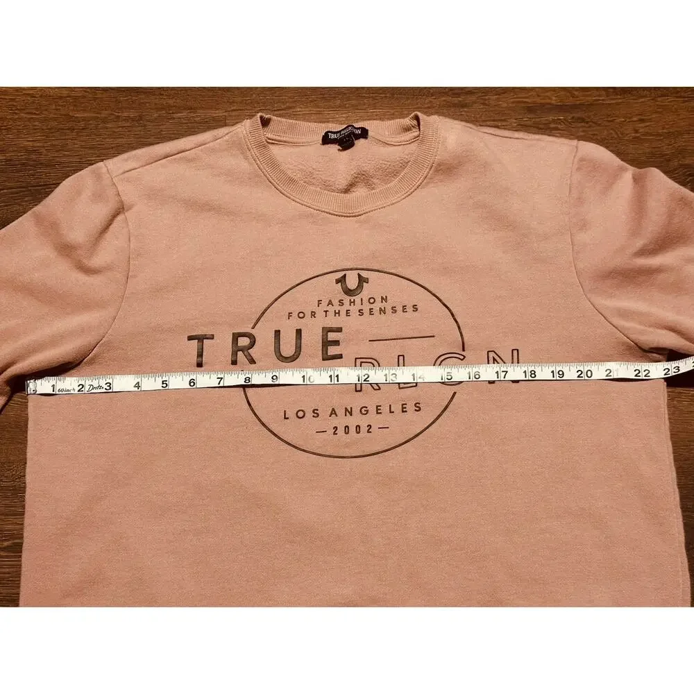 TRUE RELIGION Men’s Halo Sweatshirt Los Angeles Graphic Sweater Maeve Pink SZ L